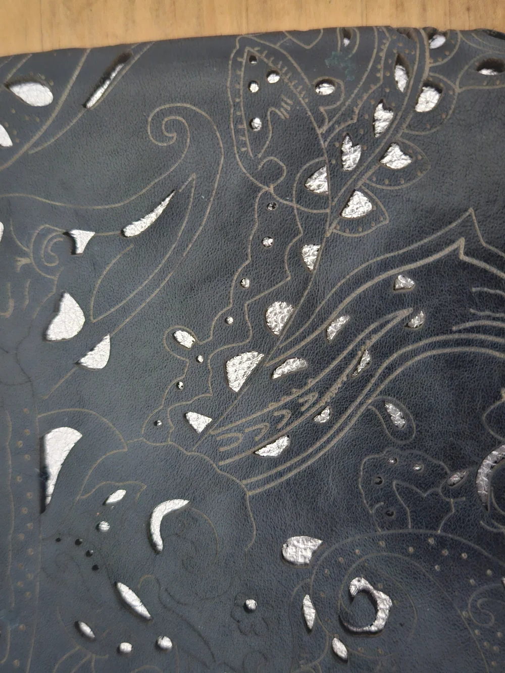 Patricia Nash Black and Silver Floral Cutout Wristlet